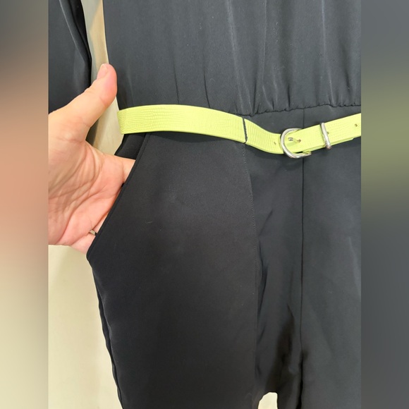 TED BAKER LONDON Ariyell Jumpsuit Shorts Romper w/Lime Green Belt, Lined - Picture 7 of 12